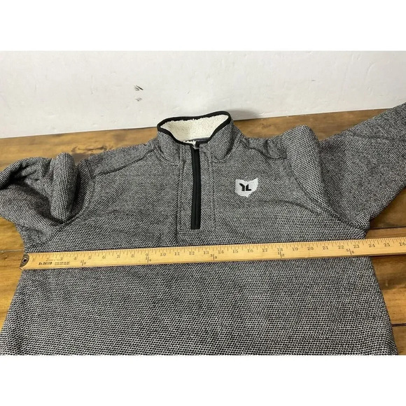 ORVIS 1/4 Zip Pullover Mens Grey Sherpa Lined Large Handwarmer Pockets - Picture 7 of 9